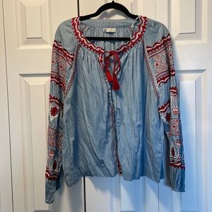 Zara blue long sleeve blouse. Size XL US